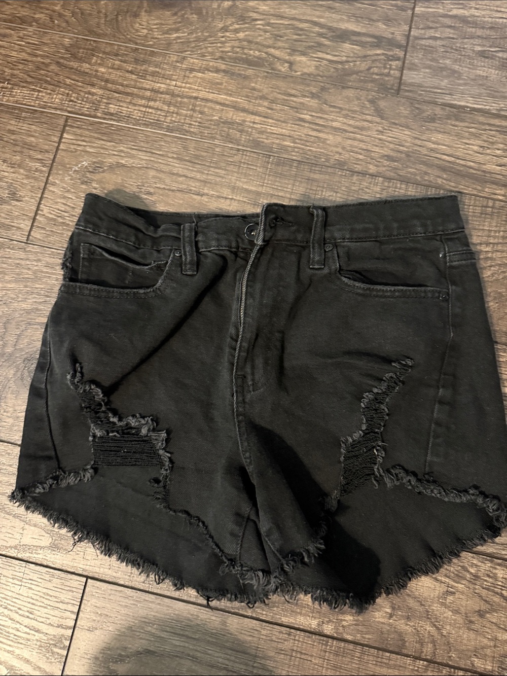 Kendall & Kylie Black Distressed Denim Cutoff Shorts